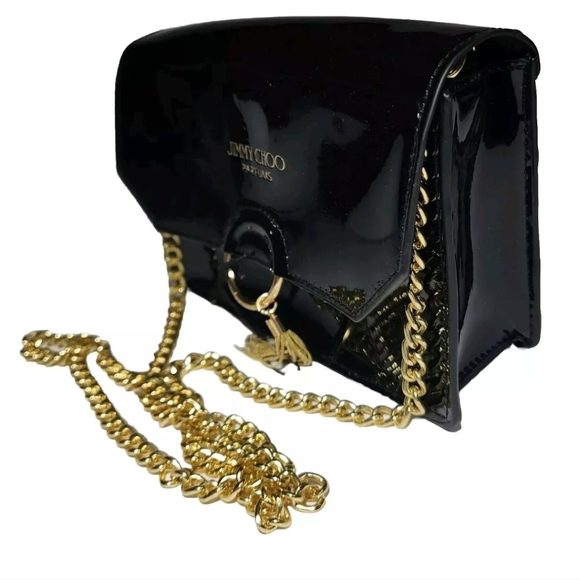 JIMMY CHOO Parfums Crossbody Vinyl Small Purse Bag Gold Chain Evening Ba… - Picture 3 of 8